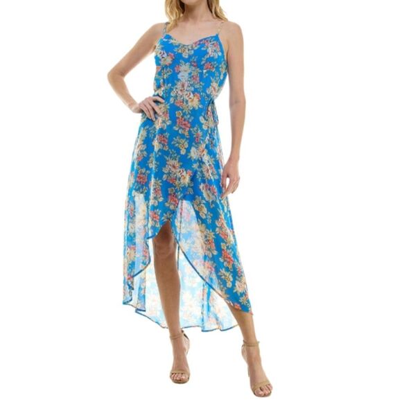Lily Rose Molded Cup Floral Print High-low Chiffon Maxi Dress - Picture 1 of 7